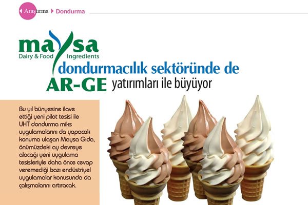 Maysa Gıda Dondurma Sektörü'nde de AR-Ge Yatırımlarıyla Büyüyor